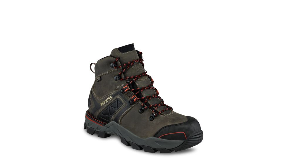 Irish Setter Mens Crosby 6in Waterproof Safety Toe Work Boots, Gray/Rust, 8 E2, 83628E2080