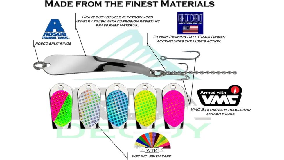 Iron Decoy Salty 4 Lure 3.5'', Silver/Chartreuse/Lblue/Hot Pink/Watermelon/Silver, 1/2 oz, Salty 4 S
