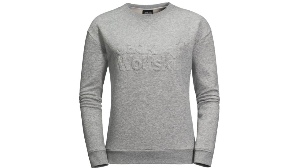Jack Wolfskin Logo Sweatshirt - Womens, Light Grey, Large, 1707191-6111004