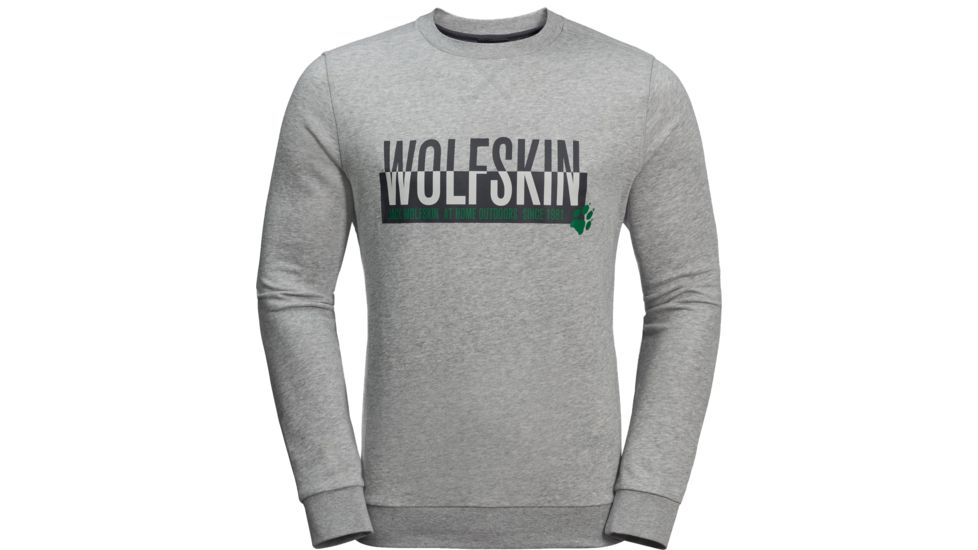 Jack Wolfskin Slogan Sweatshirt - Mens, Light Grey, Large, 1707391-6111004