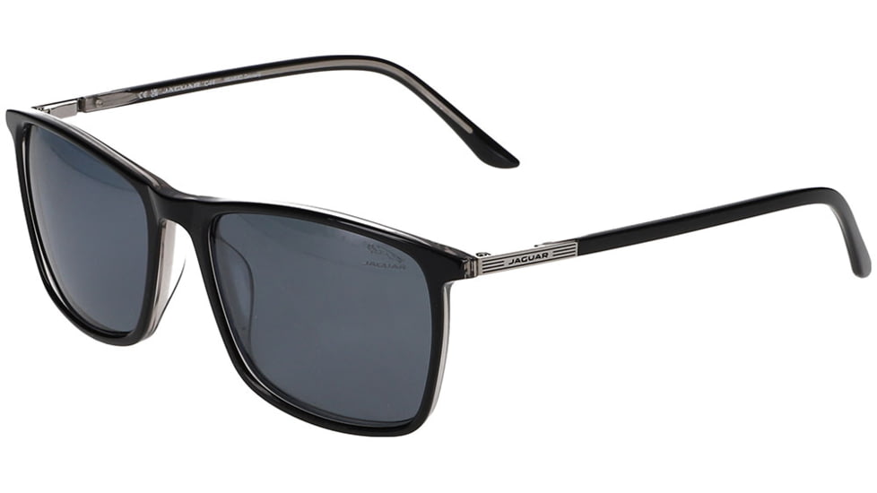 Jaguar 37203 Sunglasses , Black-Silver Frame, Polarized Lens, 56-17-145, JG37203565014