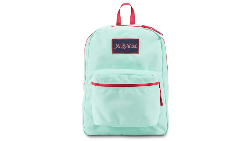 Jansport Overexposed Backpack-Aqua Dash/Fluorescent Red
