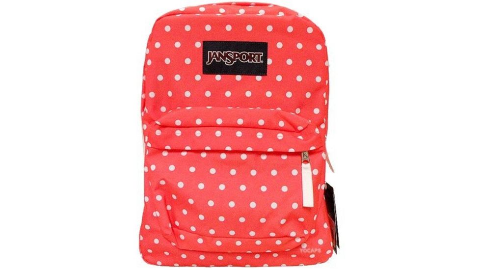 Jansport Superbreak Backpack-Tahitian Orange/White Dots