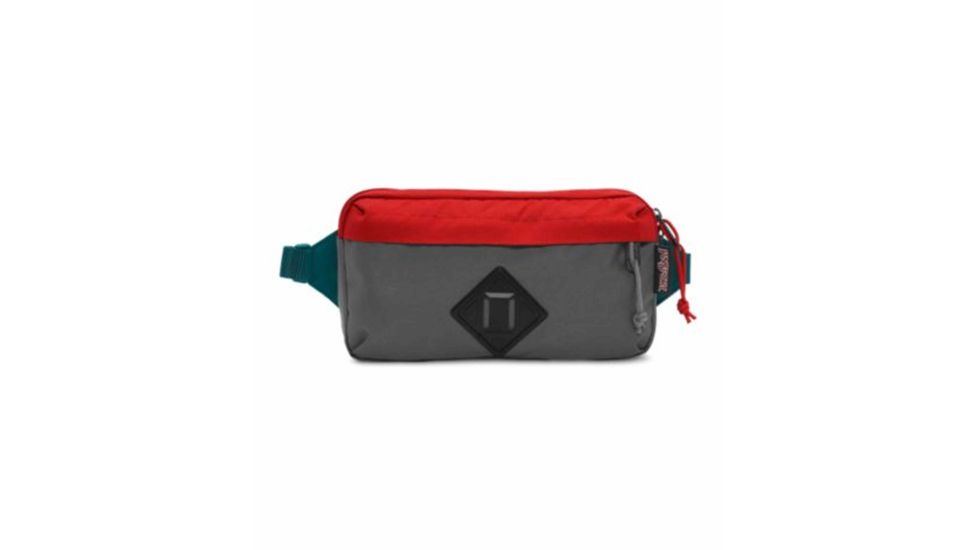 Jansport Waisted Fanny Pack-Forge Grey/Red Tape