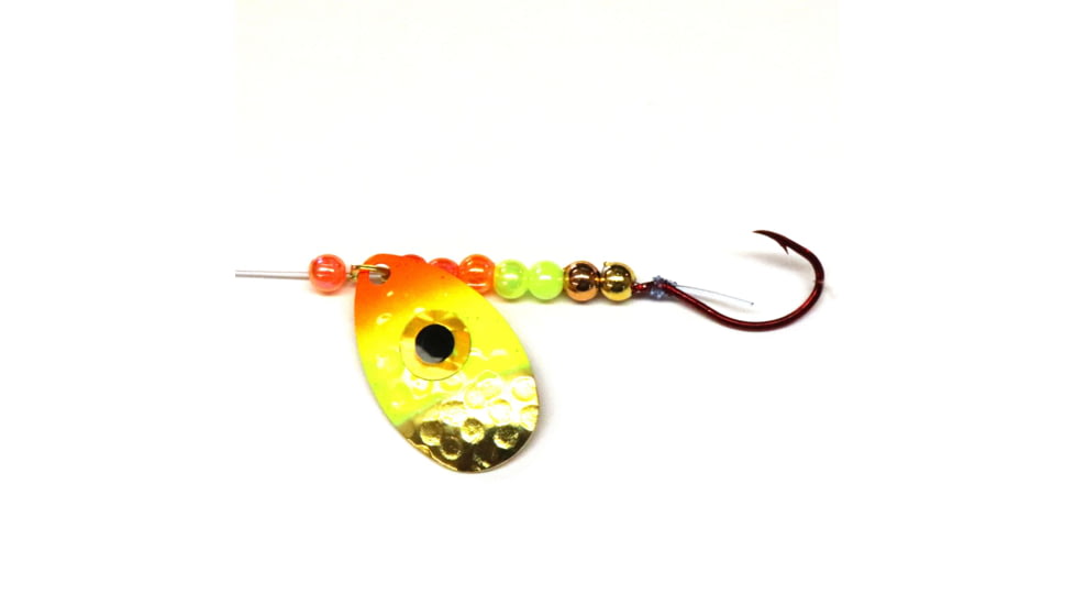 JB Lures Hot Flash Spinner Rig #3I-#4 Hook, Hammered, Gold/Chartreuse/Orange, 931