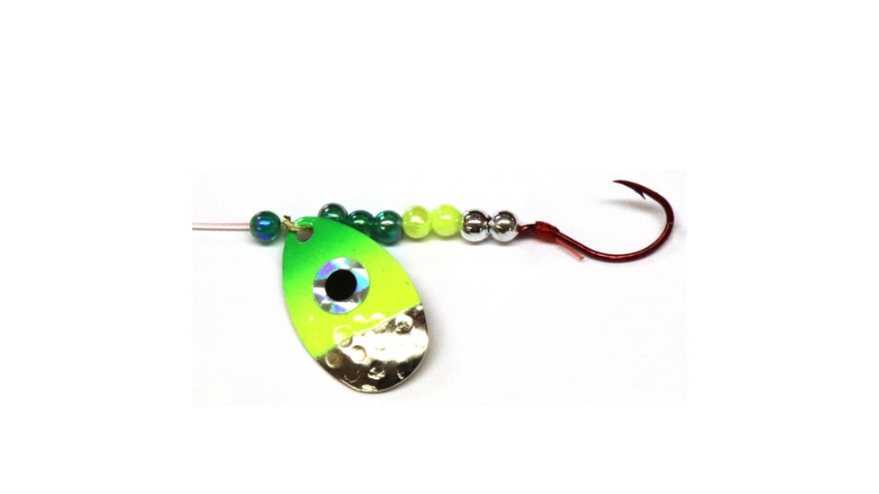 JB Lures Hot Flash Spinner Rig #3I-#4 Hook, Hammered, Nickel/Chartreuse/Green, 932