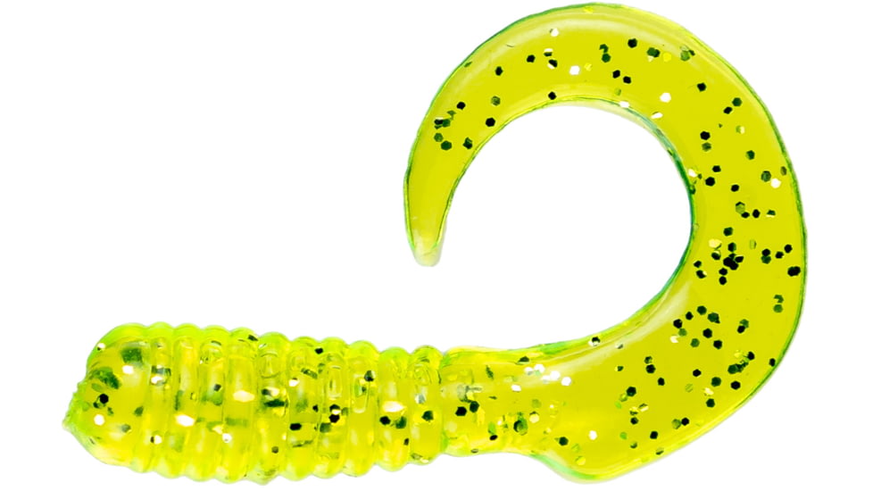 Jerry's Lures Assault Grub, 20, 2in, Chartreuse Mf , Chartreuse w/ Silver Flake, 72033
