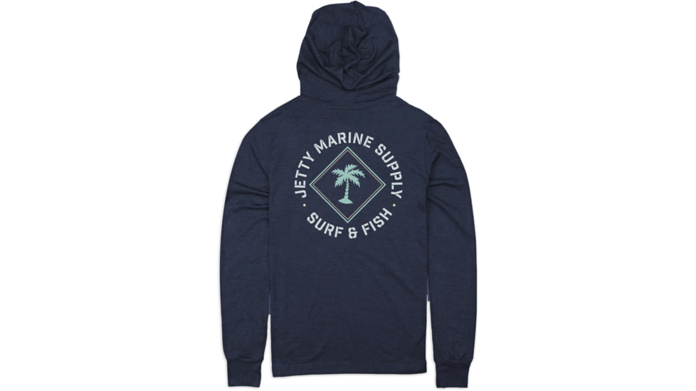 Jetty Maritime Long Sleeve Tee Hoodie - Mens, Navy, Eztra Large, 30991