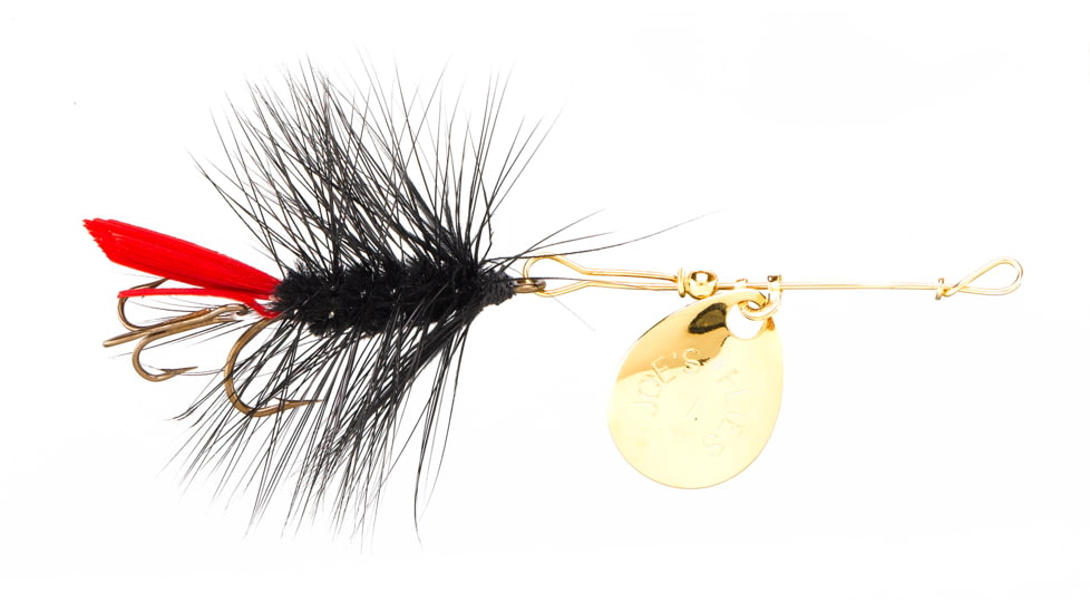 Joes Flies Short Striker Classic In-Line Spinner Fly, Sz 8, Black Woolly Worm, 121-8