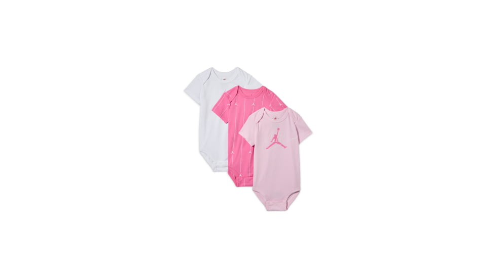 Jordan Jordan Baby 6-12M Jumpman Air Bodysuits 3-Pack in Pink 65G373-A9Y, Pink, 24M, male, 1016056644-00199016139108