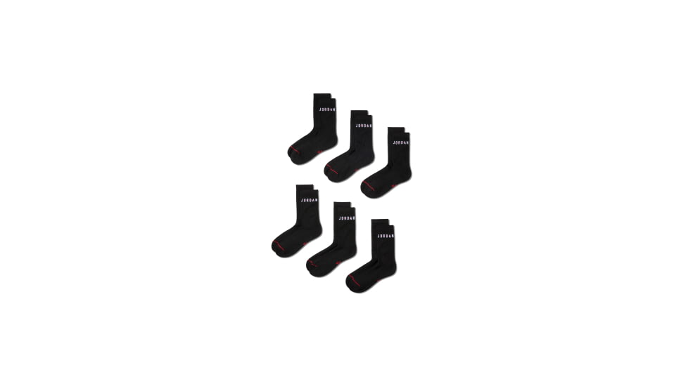 Jordan Jordan Everyday Crew Socks 6 Pairs in Black FZ2051-010, Black, M, unisex, 1015582190-00197597042558