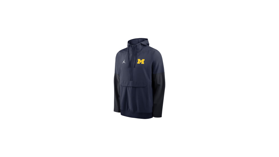 Jordan Mens Michigan Anorak Jordan Brand College 1/2-Zip Hooded Jacket in Blue 0JAT0CZDMWN-PTU, Blue, S, male, 1015865413-00198719931835