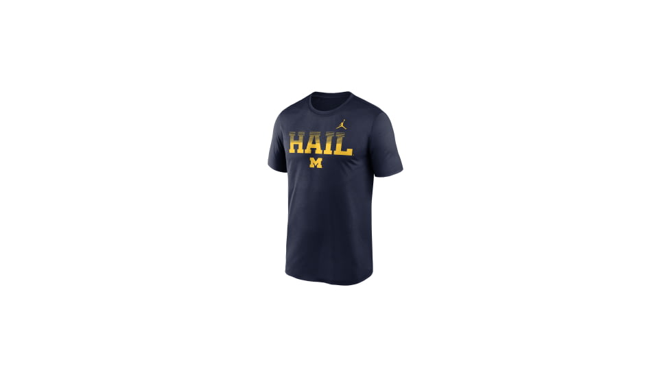 Jordan Mens Michigan Primetime Kinetic Mantra Legend Jordan Brand Dri-FIT College T-Shirt in Blue NKGK41SMWN-A8J, Blue, M, male, 1016043207-00198985907824