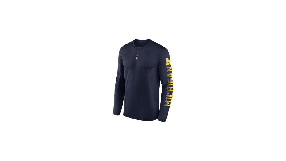 Jordan Mens Michigan Primetime Legend Jordan Brand Dri-FIT College Long-Sleeve T-Shirt in Blue NJGT41SMWN-EKV, Blue, XL, male, 1016090300-00199138732416