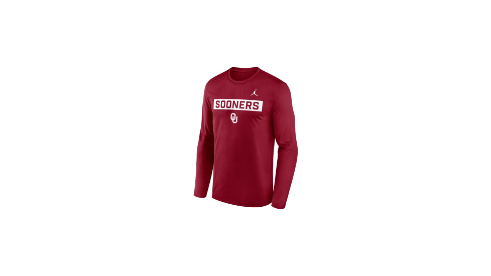 Jordan Mens Oklahoma Primetime Legend 2-Hit Jordan Brand Dri-FIT College Long-Sleeve T-Shirt in Red NJGT69WOKN-6TH, Red, M, male, 1015865162-00198533290316