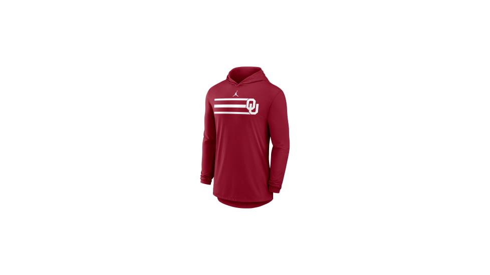Jordan Mens Oklahoma Primetime Pattern Jordan Brand Dri-FIT College Long-Sleeve Hooded T-Shirt in Red 0JNB69WOKN-CZH, Red, 3XL, male, 1016089816-00199295438084
