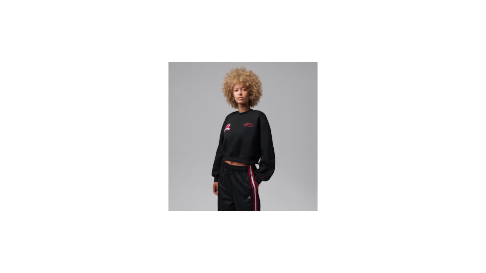 Jordan Womens Jordan Brooklyn Fleece Cropped Crew-Neck Sweatshirt in Black IM6975-010, Black, L, female, 1015945728-00198961992318