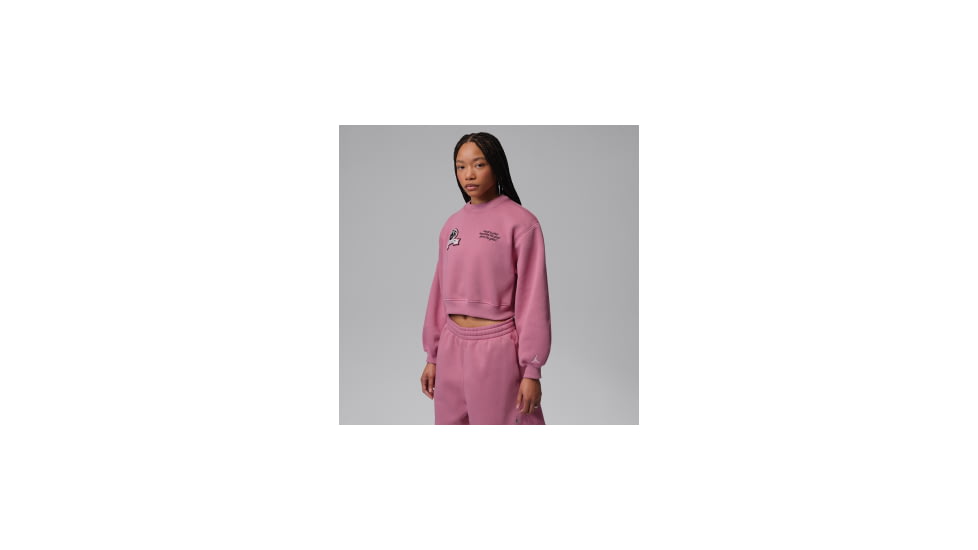 Jordan Womens Jordan Brooklyn Fleece Cropped Crew-Neck Sweatshirt in Pink IM6975-667, Pink, S, female, 1015945374-00198961936886