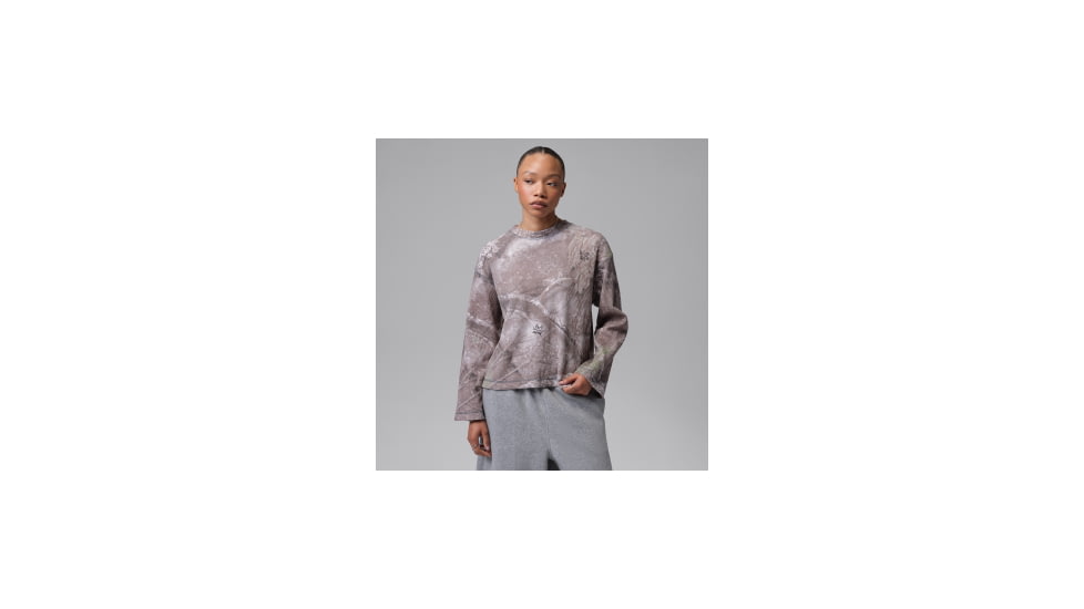 Jordan Womens Jordan Flight Long-Sleeve Waffle Realtree Top in White IQ3265-100, White, XL, female, 1015982886-00198966460935