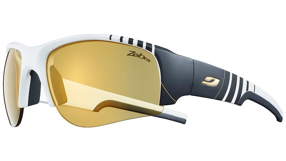Julbo Dust Gold Quest Sunglasses - Olympic White/Black Frame Frame w/Clear,Orange,Zebra Interchangeable Lenses 4333122