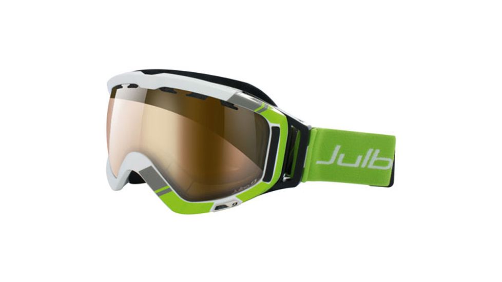 Julbo Orbiter Goggles, White-Black-Green Frame, Camel Lens 72050111