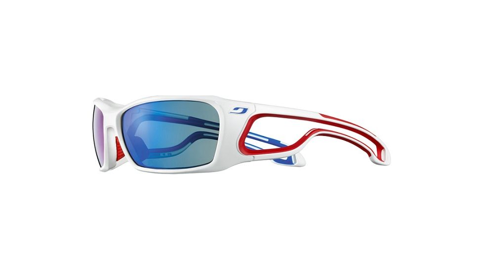 Julbo Pipeline Sunglasses; White/Blue/Red Frame w/  Polarized Blue Lenses 4289111