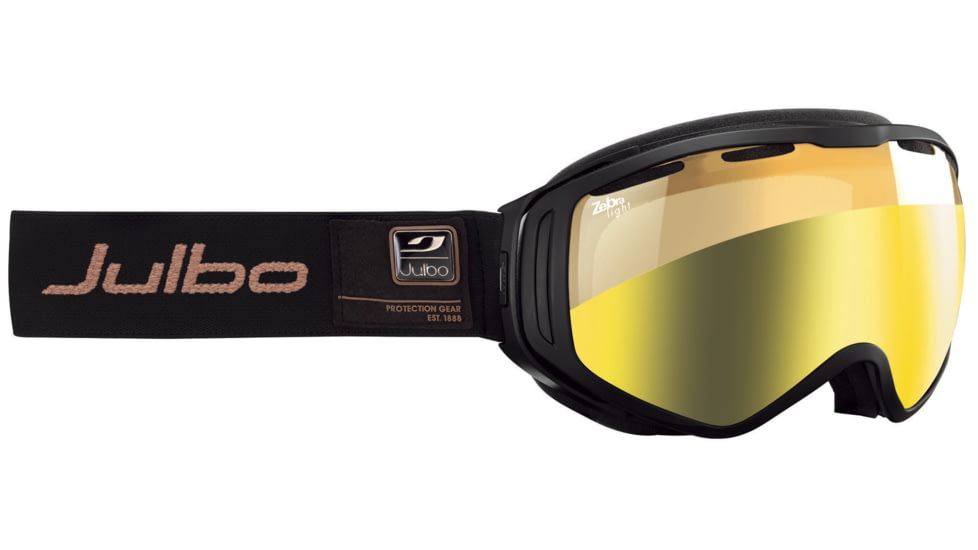 JULBO Titan Ski Goggles,Black,Zebra Light Lenses w/Light Gold Flash, XL 74131225