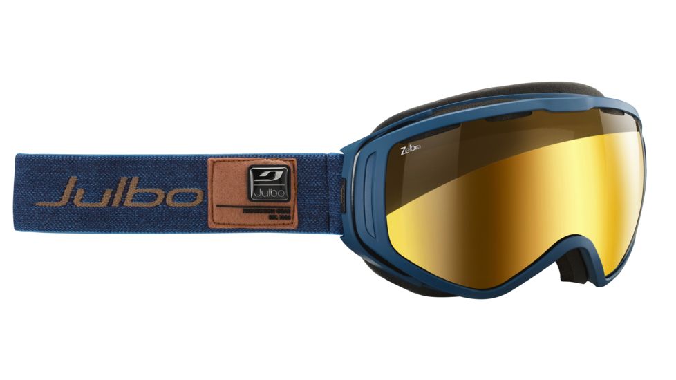 JULBO Titan Ski Goggles,Blue,Zebra Lenses w/Gold Flash, XL 74131365