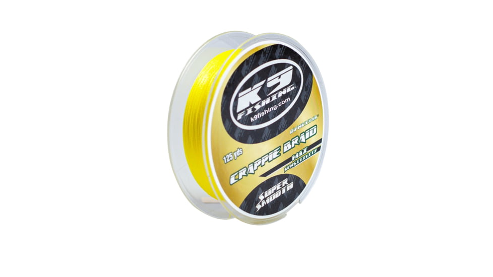 K9 Fishing Crappie Braid Fishing Line 5lb 125yd Hi-Vis Yellow, 125-5lb-CRBR