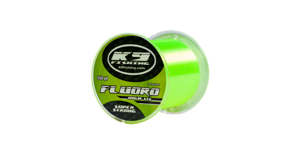 K9 Fishing Hi-Vis Yellow Fluoro Line 12lb 550yd Spool, 550-12lb-HV