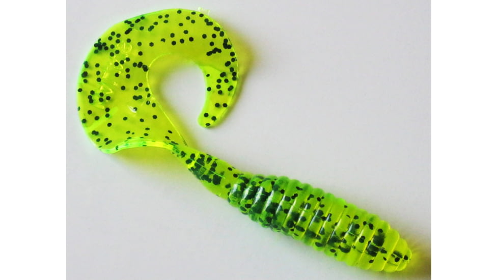Kalins Fishing Kalin Lunker Grub, 3in, Chartreuse Salt &amp; Pepper, 10/Pack, 3G10-540