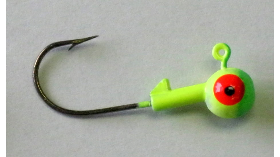 Kalins Fishing Kalin Roundhead Jig, 1/8oz, Size 1 Hook, Chartreuse/Green, 10/Pack, RH18-2