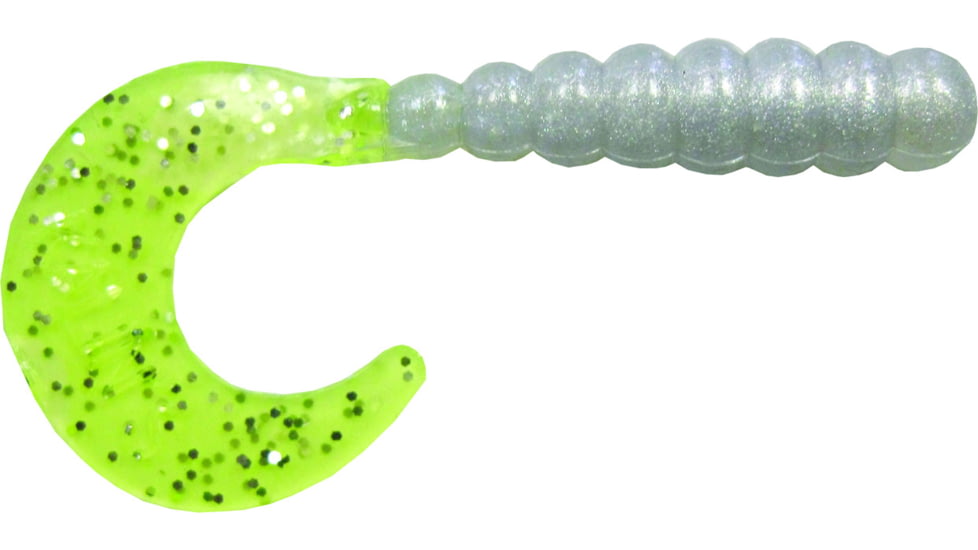 Kalin's Fishing Kalin Triple Threat Grub, 4, 2in, Albino/Chartreuse Tail, 2TG10-889