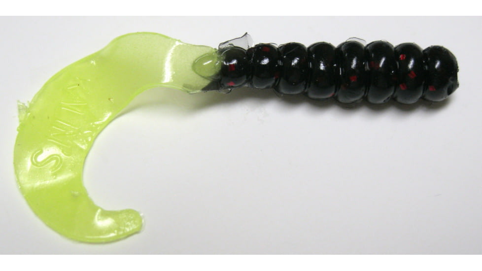 Kalin's Fishing Kalin Triple Threat Grub, 3, 2in, Black Neon/Chartreuse Glow Tail 10/Pack, 2TG10-851