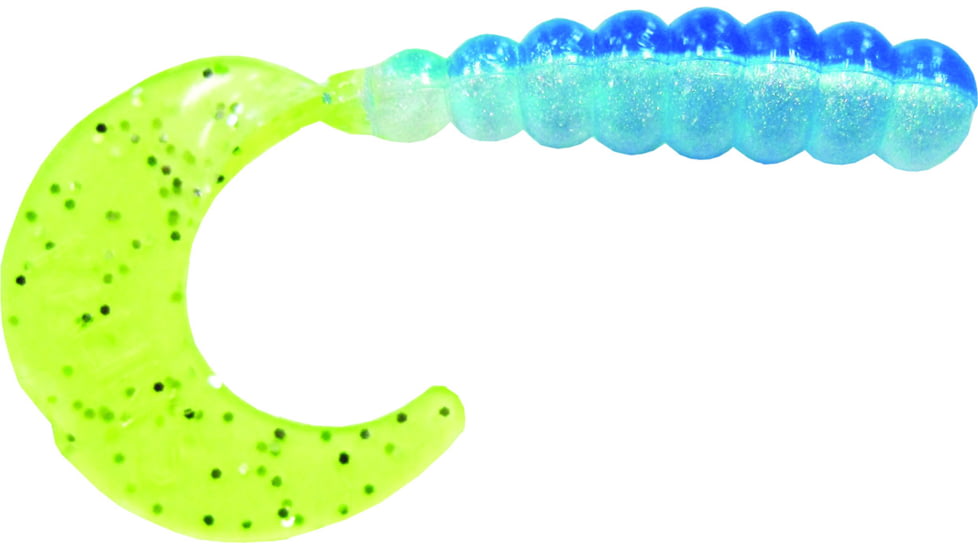 Kalin's Fishing Kalin Triple Threat Grub, 10, 2in, Blue/Silver/Chartreuse Tail, 2TG10-890