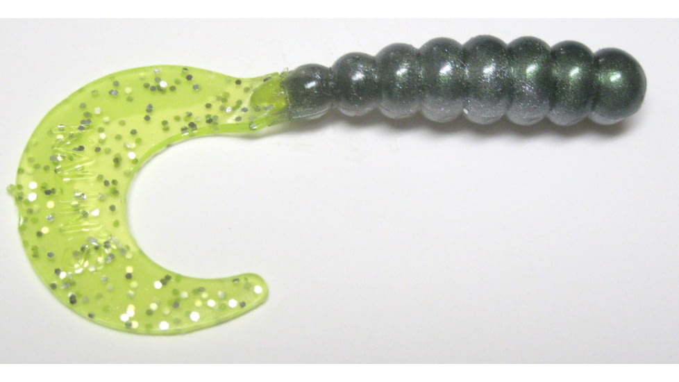 Kalin's Fishing Kalin Triple Threat Grub, 3, 2in, Tennessee Shad/Chartreuse Silver Glitter Tail, 2TG10-811