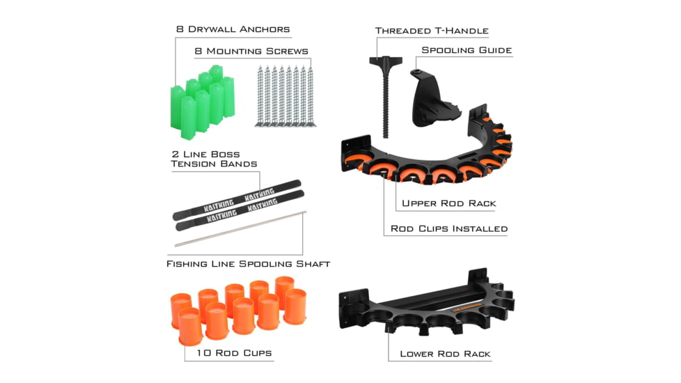 Kast King V10LS Spooling Station and Rod Rack, Orange/Black, KKTAROMRRV10LSOR
