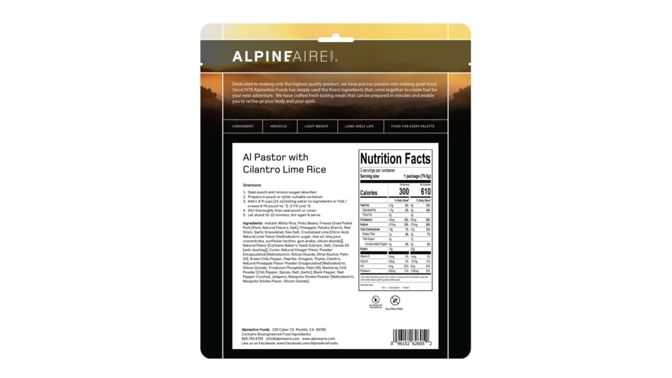 Katadyn Alpine Aire Foods Al Pastor with Cilantro Lime Rice, 60605