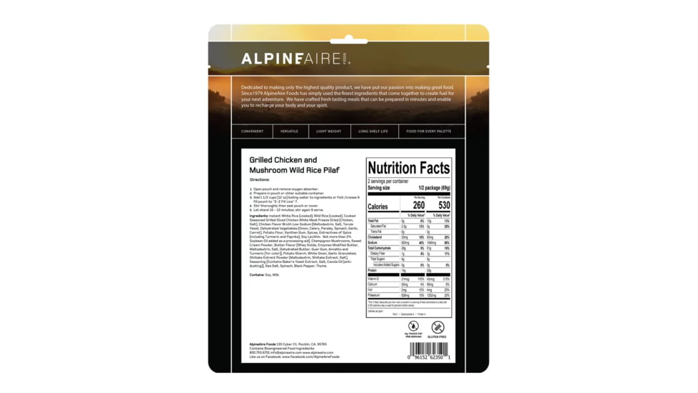 Katadyn Alpine Aire Foods Grilled Chicken and Mushroom Wild Rice Pilaf, 60350