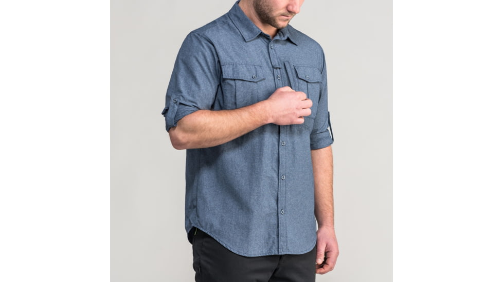 Kathmandu RFIDtech Long Sleeve Shirt - Mens, Mid Blue Marle, Extra Large, A0339/I60/XL