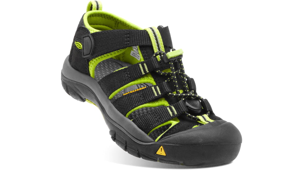 KEEN Big Kids Newport H2 Sandals, Black/Lime Green, 2, 1009965-505-2