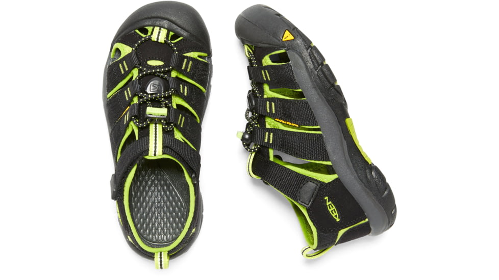 KEEN Big Kids Newport H2 Sandals, Black/Lime Green, 2, 1009965-505-2