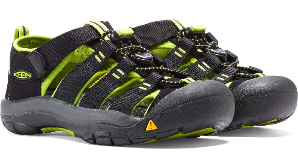KEEN Big Kids Newport H2 Sandals, Black/Lime Green, 2, 1009965-505-2