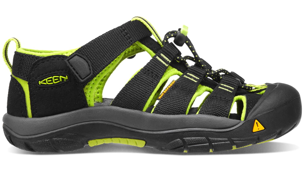KEEN Big Kids Newport H2 Sandals, Black/Lime Green, 2, 1009965-505-2