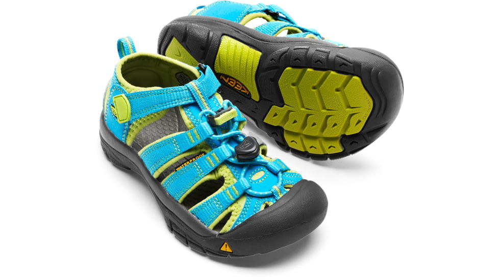 KEEN Big Kids Newport H2 Sandals, Hawaiian Blue/Green Glow, 1, 1012314-415-1