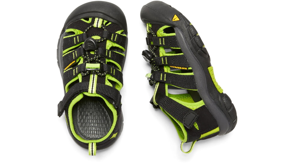 KEEN Little Kids Newport H2 Sandals, Black/Lime Green, 8, 1009942-505-8
