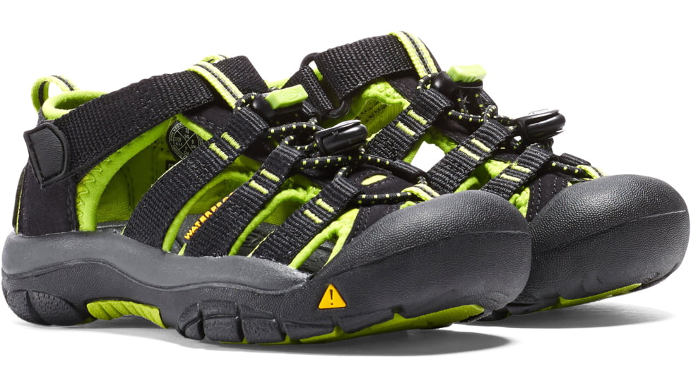 KEEN Little Kids Newport H2 Sandals, Black/Lime Green, 8, 1009942-505-8
