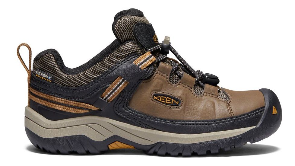 KEEN Targhee Low Waterproof Hiking Shoe - Kids, Dark Earth/Golden Brown, 3 US, 1019828-1-3