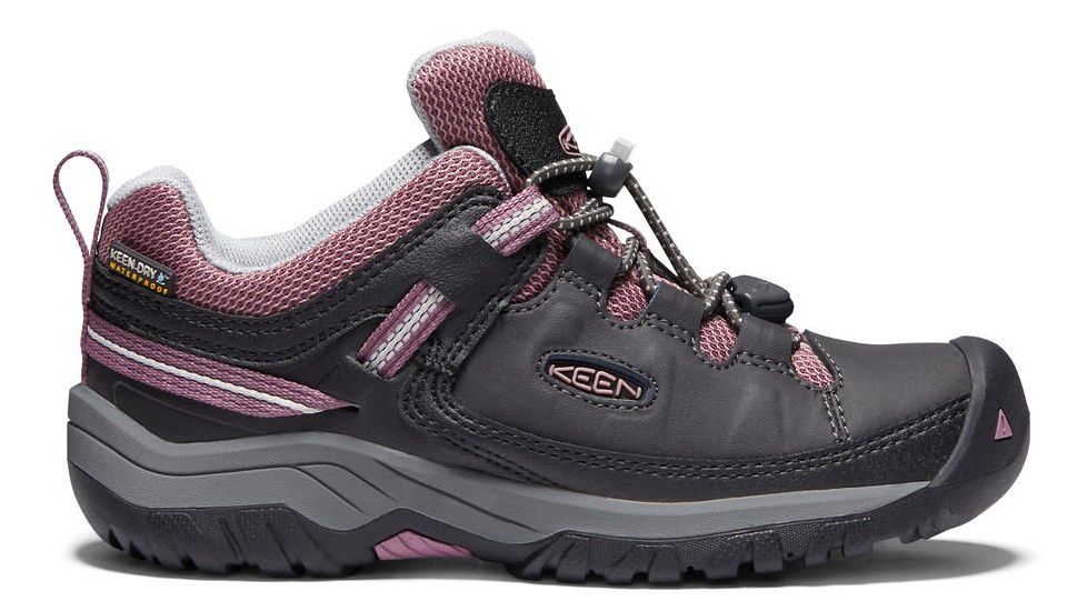 KEEN Targhee Low Waterproof Hiking Shoe - Kids, Raven/Tulipwood, 1 US, 1020129-1-1