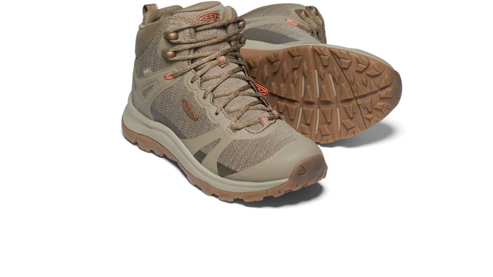 KEEN Terradora II Mid WP Shoes - Womens, Timberwolf/Coral, 9.5 US, 1022358-tw/coral-9.5